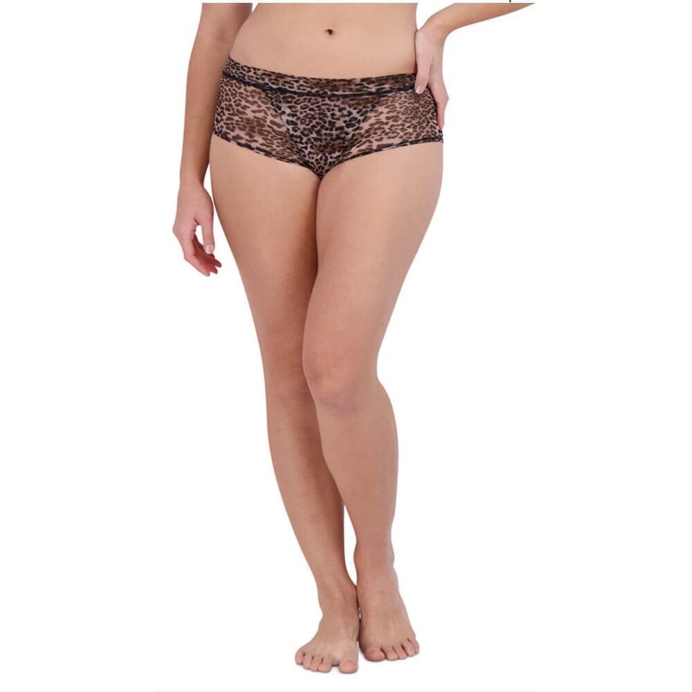 Steve Madden Women's Mesh Boyshort Underwear , Feathered Leopard , M